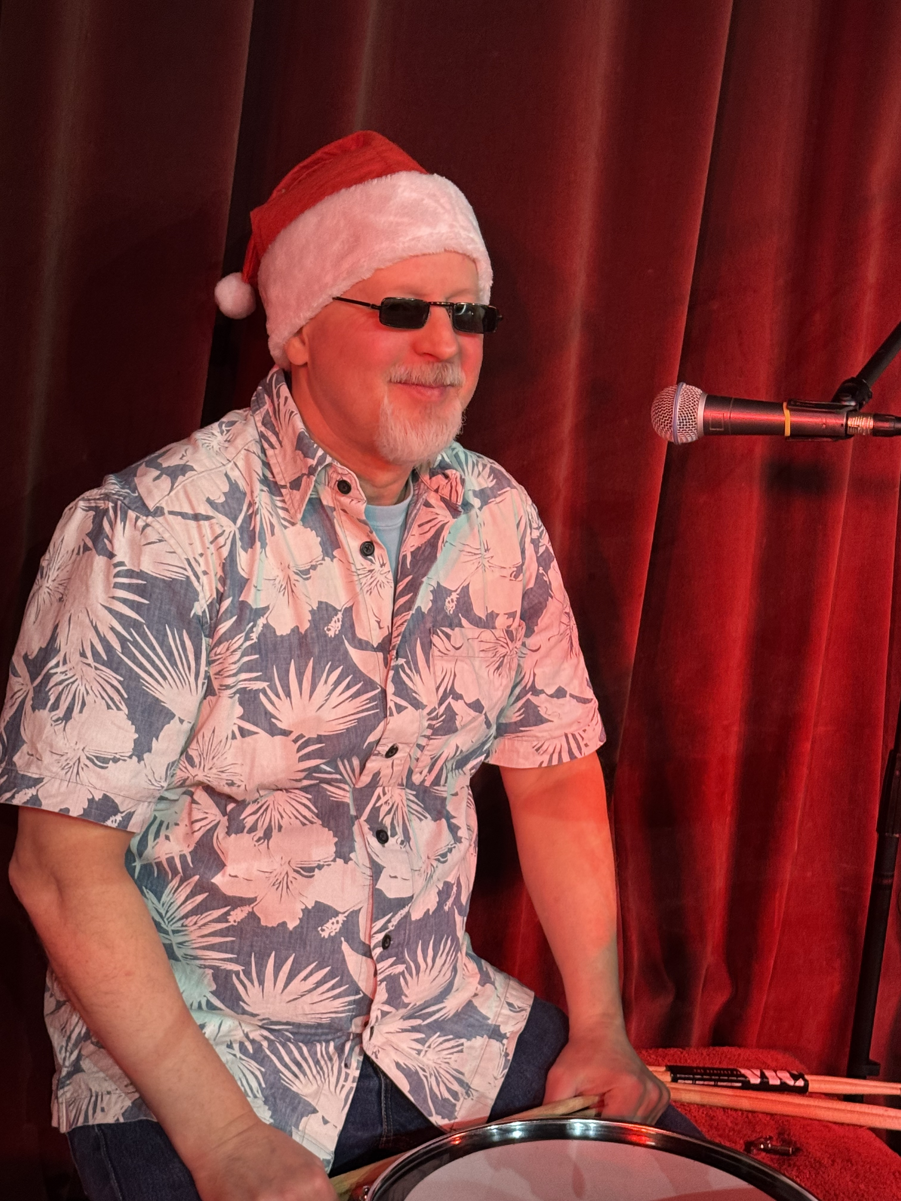 Dan from Rust and Ruin in a Santa hat